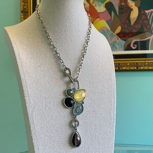 Lia Sophia Multi Stone Silvertone Pendant Necklace